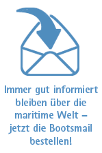 Eine Grafik mit einem Briefumschlag mit der Bitte den Newsletter zu bestellen in blau.