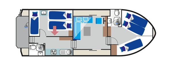 kormoran 1140 Grundriss Grundriss des Hausbootes Primus Kormoran 1140