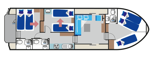 Kormoran 1280 Grundriss Grundriss des Hausbootes Primus Kormoran 1280